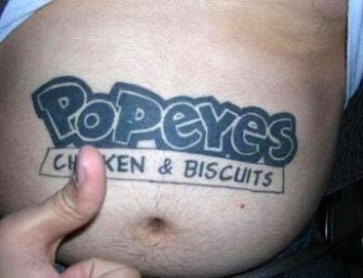 Man Tattoos Popeyes Chicken Logo On Stomach Calls It Art
